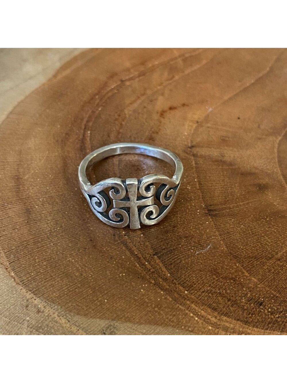 James Avery Scroll Cross Ring, Size 8, Sterling Silver